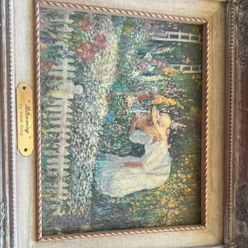 Beautiful Vintage Framed Garden Painting - Picture 2 of 6